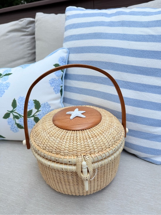 None Handbags - Woven Basket Top Handled Purse - Nantucket/ Cape Cod vibes Brand New